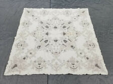 Vintage Cream Madeira Embroidered Cutwork Table Cloth 124x122cm picture