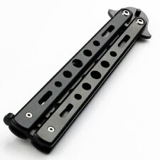 NEW Butterfly Balisong Trainer Knife Training Dull Tool Black Metal Practice picture