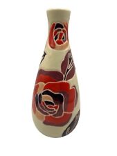 11” 3-D Yellow Vase With Carved Roses picture