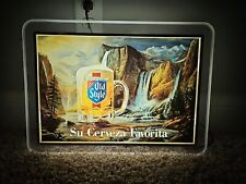 Vintage OLD STYLE BEER SIGN SPANISH SU CERVEZA FAVORITA LIGHT UP WATERFALLS  picture