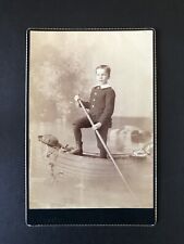 Antique 1880s -90s Little Boy Gondolier Cabinet Card Photo Hardy Troy New York  picture