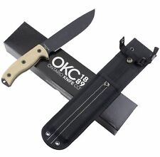 Ontario RAT 7 Fixed Blade Knife Tan Canvas Micarta Handle Full Tang Sheath 8668 picture