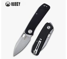 Kubey Hyde Folding Knife Black G10 Handle 14C28N Plain Edge Sandblast KB2104A picture