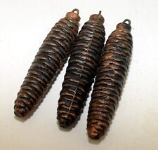 Lot of 3 Vintage Cast Iron Pine Cone Cuckoo Clock Weights  picture