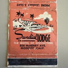 Vintage 1958 Sundial Lodge Modesto California Midcentury Matchbook Cover picture