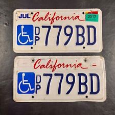 Matched Pair-Vintage  CA Disabled Person Lipstick License Plates-Tags-#DP779BD picture