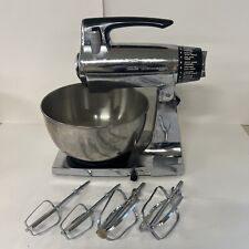VINTAGE 1950'S CHROME & BLACK SUNBEAM MIXMASTER MIXER BEATERS BOWLS 12 SPEED picture