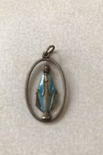 Vintage Catholic Sterling Silver Medal Blue Enamel  Mary picture