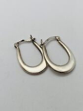 2.4g 925 STERLING SILVER VINTAGE ABSTRACT HOOP STAMPED EARRINGS picture