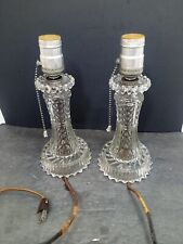 ❤2 Vintage 1950's Glass Crystal Boudoir Bedside Nightstand Lamps See Photos  picture