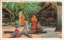 A Seminole Indian Family at Home in the Everglades of Florida FL - Postcard picture