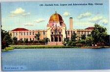 Vintage Postcard Garfield Park, Lagoon and Administration Bldg. Chicago picture