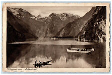 c1930's Boating at Konigssee from Malerwinkel Germany Posted Vintage Postcard picture