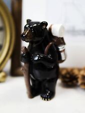 Western Rustic Backpacking Black Bear With Trekking Pole On A Hike Figurine picture