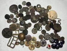 Antique Vintage Lot of Over 75 Pcs  Sew Buttons Most Metal Range 1/2” - 1-1/16” picture