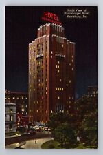 Harrisburg PA-Pennsylvania, Night Harrisburger Hotel Advertise Vintage Postcard picture