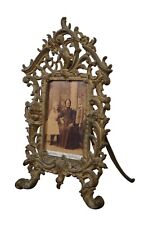 Antique Victorian Baroque Art Nouveau Brass Picture Frame & Photograph 12