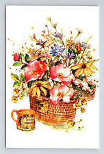 Flowers in a Basket Bouquet by Artist Phyllis Howard Postcard picture