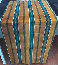 Vintage Antique French Striped Velvet Panel in Gold  Blue and  White  ZZ116 picture