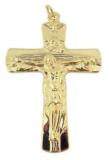 Gold Toned Base Father Son Holy Spirit Dove Trinity Cross Crucifix, 2 Inch picture