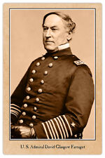 DAVID FARRAGUT CIVIL WAR Admiral Union Navy VINTAGE PHOTO RP A++ CARD CDV picture