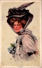 Antique Philip Boileau Woman Lady in Hat 