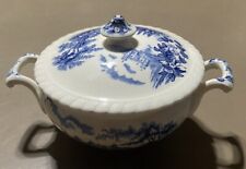 Vintage Johnson Bros Blue “Castle On The Lake” Sugar Bowl With Lid picture