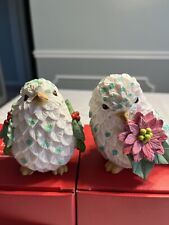 Rare NIB Pair of Lenox Christmas Snow Bird Glittery Figurines Discontinued￼ COA picture