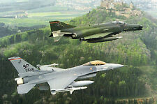 An F-16C & F-4G Fly past Hohenzollern Castle Germany-Spangdahlem-New 8x12 Photo  picture