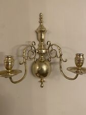 MCM 15”Ornate Double Candelabra Solid Brass Wall Mount Sconce Hollywood Regency picture