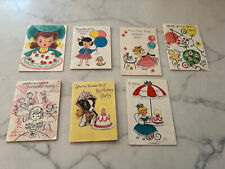 VINTAGE BIRTHDAY PARTY INVITATIONS -- CIRCA 1950'S -- LOT OF 7 picture