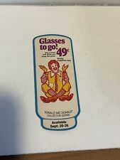 Vintage McDonald’s Glasses To Go Price Paper Insert picture