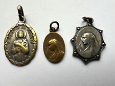 3 Vintage Catholic Religious Medals- 1-San Martin de Porres Italy picture