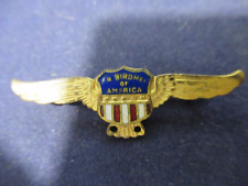 Vintage 1930's Junior Jr. Birdmen of America Gold-Tone Enamel Wings Pilot Pin picture
