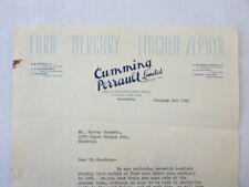1944 1942 Ford Mercury Lincoln Zephyr Dealer Letter Letterhead Cumming Perrault picture