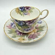 Royal Porcelain Staffordshire Pansy Tea Cup and Saucer England /ASAV picture