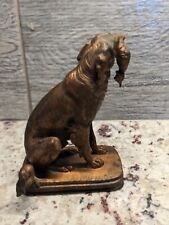 Antique French Bronze Statue Of Sporting Dog  w/ Pheasant  Signed By F. Pautrot  picture