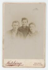 Antique c1880s Cabinet Card 3 Older Siblings? Hutchings Rail Road Photographer picture