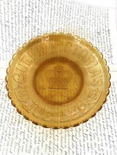 1837 to 1887 Queen Victoria Golden Jubilee Amber Glass Plate Bowl Dish 9” picture