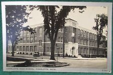 Estate Sale ~ Vintage Postcard - Charlotte High School, Charlotte, Michigan picture