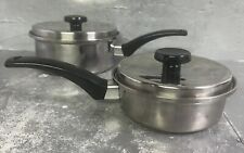 Set of 2 Vintage Montgomery Ward 3 Ply Stainless Steel Cookware W/Lids picture