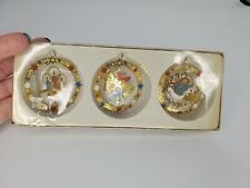 Vintage Brass Dimensional 3 pc Christmas Ornaments  picture