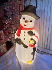 Blow Mold Snowman With Penguin Friend Lighted New Stock 31” Inches picture