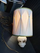 Vintage Mid Century Drum Shade Beige  gold Hanging Swag Lamp 16in x12in picture