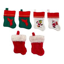 Vintage Mini Christmas Stockings Set Of 6 Santa's Best 6” Felt Print & Plush picture