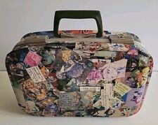 Vintage Alice In Wonderland Collage Suitcase Green Travel Case Doll Trunk picture