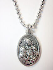 St Saint Ann Anne medal necklace stainless steel ball chain+ prayer card lot picture