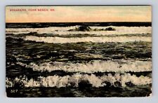 York Beach ME-Maine, Breakers, Antique, Vintage c1912 Souvenir Postcard picture