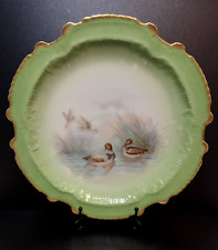 Limoges France L.R.L Collectible Game Plate Green w/brown Ducks picture