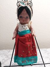 Vintage Mexican Folk Doll Traditional Costume Hard Plastic Arms Move Crazing  picture